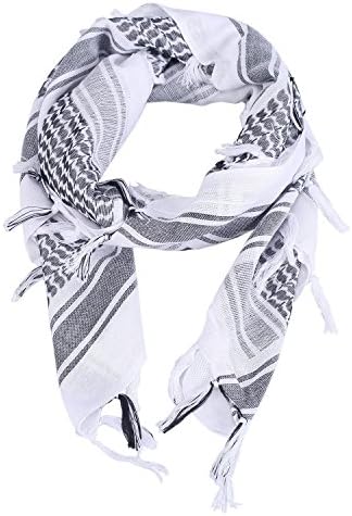 Premium Shemagh Head Neck Scarf 100% Cotton Military Tactical Keffiyeh Wrap Arab Fabric White