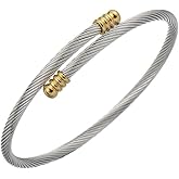 Fuxuei Bracelet for Women Stainless Steel 2.6mm Cable Twisted Wire Bangle Bracelets man Suitable for Christmas, Valentine's Day, Father's Day, Mother's Day gifts