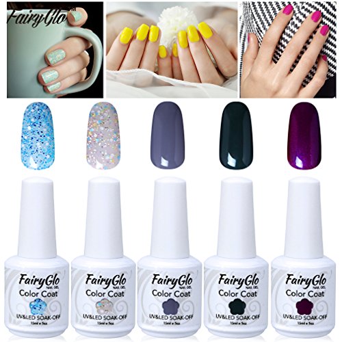 Fairyglo 5 pcs gelpolish uv led nail polish soak off sh…