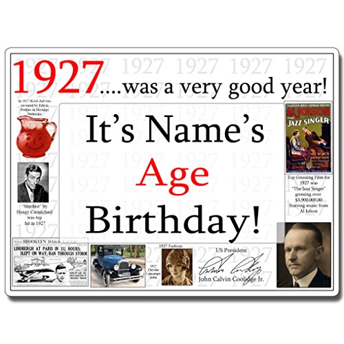 1927 93Rd Birthday Customized Door Poster (Each) Customized By Partypro