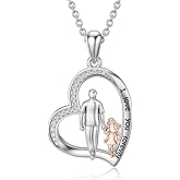 PROESS S925 Sterling Silver Daughter Heart Pendant Necklace from Dad Mom I Love You Forever Jewelry