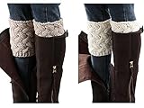 Xugq66 2 Pack Women Winter Crochet Knitted Short Boot Cuffs Socks Short Leg Warmers (2 Pair-08)