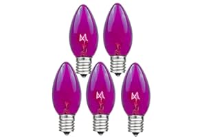 Novelty Lights Incandescent Christmas Replacement Bulbs - Indoor/Outdoor Individual Bulbs for Christmas Tree, Display, & More - C9/E17 Intermediate Base, 7 Watt Lights (Purple, 25 Pack)