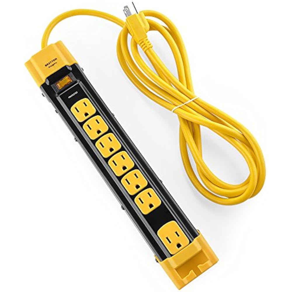 BESTTEN Power Strips 7 Outlet Heavy Duty Metal Surge Protector With