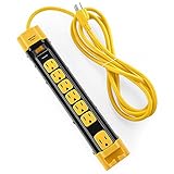 BESTTEN 7 Outlet Heavy Duty Metal Surge Protector Power Strip with Cord Management, 9-Foot Cord, ETL Certified, Yellow