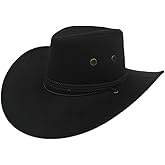 Sandy Ting Men's Outback Faux Felt Wide Brim Western Cowboy Hat