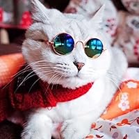 GlobalDeal Dog Puppy Cat Fashion Cool Glasses Round Sunglasses Eyewear Pet Photo Props -1pc Random Color