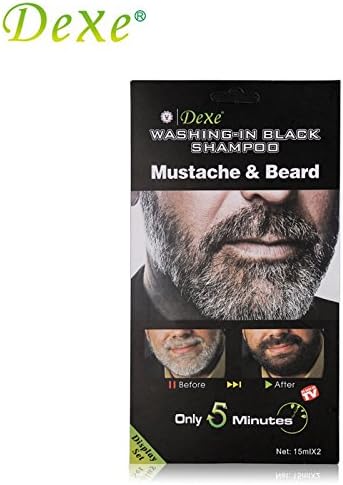 Dexe Black Mustache &amp; Beard Shampoo Hair Color Cream Hair Dye Washing-in Black Shampoo for Men Cover Gray 15mlX2