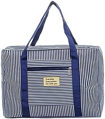 Refoss Travel Duffel Bag, Foldable Waterproof Striped Organizer Luggage Storage Bag as Women Men for Travel Sports Gym