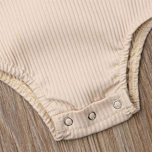 Emimarol Toddler Baby Kids Girls Boys Ruffles Ruched Solid Romper Bodysuit Casual Clothes Beige