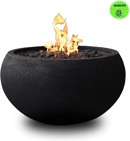 Amazon Com Modeno Outdoor Fire Pit Natural Gas Garden Fire Bowl 40 000 Btu Csa Certified Firepit Auto Ignition System Lava Rock Pvc Cover Included 27 X 27 X 14 Black Garden Outdoor