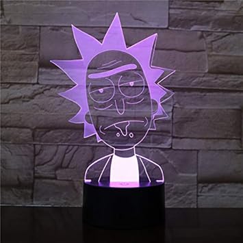 Amazon Com Cartoon Rick Morty 3d Table Lamp Rgb Changeable Mood Lamp 7 Color Light Pattern Cool Night Light Kids Gift Baby