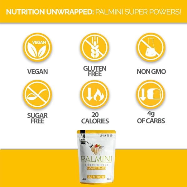PALMINI ANGEL HAIR PASTA | LOW-CARB, LOW-CALORIE HEARTS OF PALM PASTA | KETO, GLUTEN FREE, VEGAN, NON-GMO | AS SEEN ON SHARK TANK | (12 OUNCE POUCH-PACK OF 1)