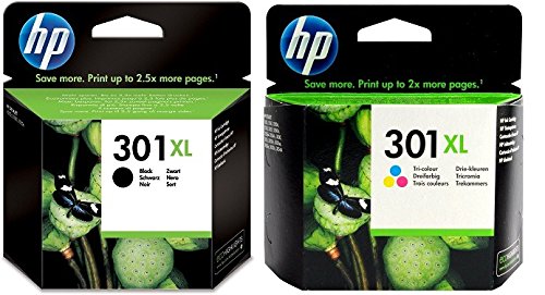 HP 301XL High Yield Tri-colour + 301XL High Yield Black Original Ink Cartridge Bundle