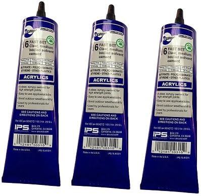 SCIGRIP 16 10315 Acrylic Cement, Low-VOC, Medium bodied, 5 Ounce Tube, Clear (3-Pack)