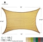 LyShade 13' x 9'10" Rectangle Sun Shade Sail Canopy with Stainless Steel Hardware Kit (Sand) - UV Block for Patio and Outdoor