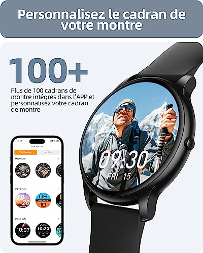 Parsonver Men's Women's Smart Watch with Bluetooth Calls, Sports Watch with 100+ Sports, IP68 Waterproof, Sleep Monitor, Heart Rate Monitor, Pedometer, Smartwatch for Android iOS, SPROD1, Black