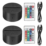 EEEKit 2 Pack 3D Night LED Light Lamp Base + Remote control + USB Cable Adjustable 7 Colors Decoration de la maison Decorative lights for bedroom child room living room bar shop cafe restaurant office