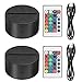 EEEKit 2 Pack 3D Night LED Light Lamp Base + Remote Control + USB Cable, 16 Colors Light Show Display Stand for Acrylic Plexiglass, Decorative Lights for Room Shop Restaurant (Black)