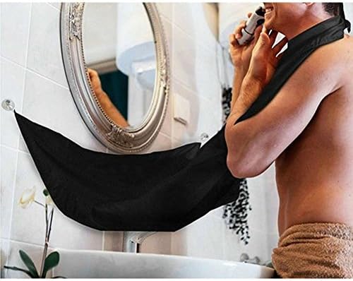 Beard Catcher Apron Hair Beard Care Shave Apron Men's Facial Trimmer Catcher Hair Bathroom Cape Gown Bib (black)