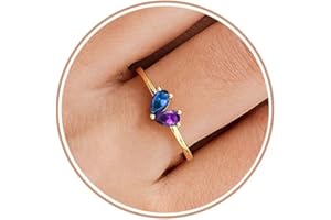 TOSGMY Gold Birthstone Rings for Women Non Tarnish Stackable Ring Dainty 14K Gold Plated Heart CZ Emerald Gemstone Ring Wedding Engagement Promise Ring for Her Birthday Personalized Jewelry Gifts for Mom