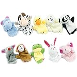 XKX 10PCS Velvet Animal Style Finger Puppets Set,Lots Of Fun!