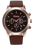 Kteta Men's Watch Classic Business Casual Chronograph sports Quartz Analog Leather Wristwatches(Brown)
