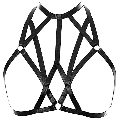 Body Harness Cage Bra Strap Tops Lingerie Gothic Dance Accessories Clothing Dress Wearable Art Body Cage Harness Bra for Women Tops Bondage Strap Body Harness Lingerie Belt Plus Size