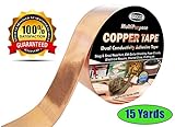 Vivorr Premium Copper Foil Tape, Dual Conductive Adhesive, 1 Inch x 15 Yards (45ft) - Slug & Snail Repellent, EMI Shielding, Electrical Repairs, Paper Circuits, Crafting, Etc - Extra Long Roll