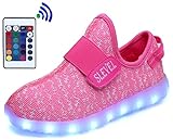 SLEVEL 16 Colors Breathable LED Light Up Shoes Flashing Sneakers for Kids Boys Girls(S33APink28)