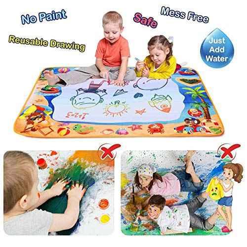 ITSMINE Best Kids Water Toys Doodle Mat for Toddlers is Fully Equipped with Drawing Accessories - Enjoy More Fun with Water Painting, Also Magic Water Drawing mat is Mess Free - Thumbnail 2