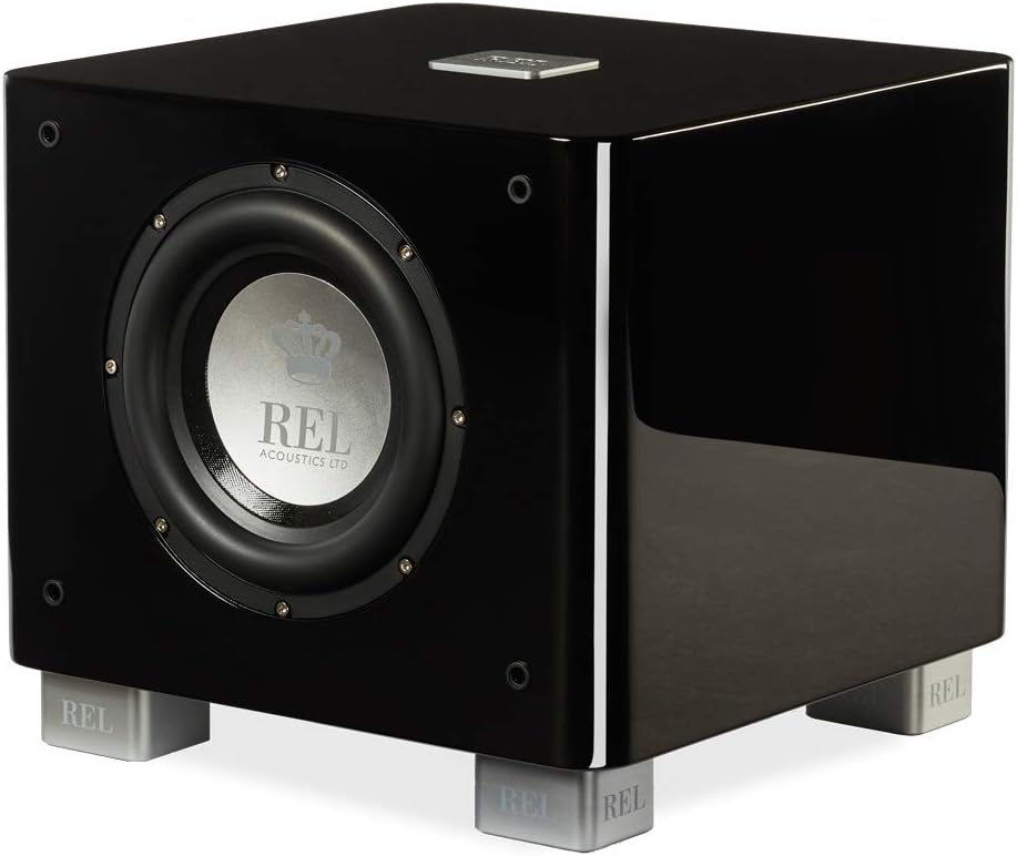 REL Acoustics T/7x Subwoofer, 8 inch Front-Firing Driver, Arrow Wireless Port, High Gloss Black