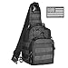 CVLIFE Sling Pack Bag Outdoor Tactical Backpack Chest Pack with American Flag Velcro Patch Black