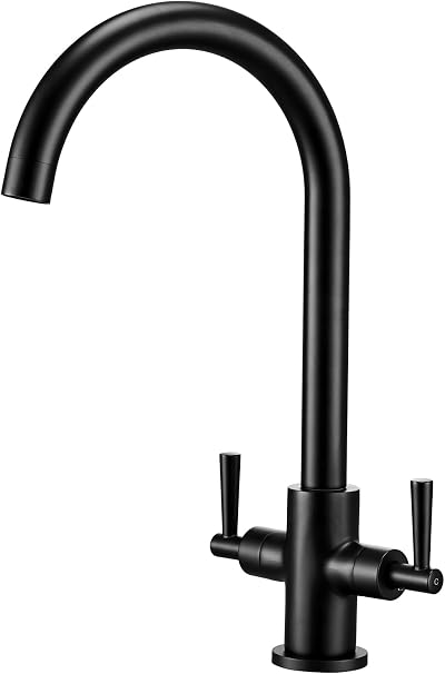 Hapilife Kitchen Sink Mixer Tap Monobloc Dual Lever Matte Black 1 Hole