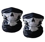 MOKOQI Black Seamless Multi Function Skull Face Tube Mask BUFF Half Face Mask Headband Headwear Bandana Neck Warmer 2 Pack