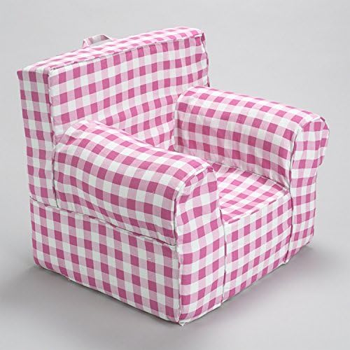 CUB CHAIRS Comfy Small Pink Gingham Kid's Chair with Machine Washable Removable Cover
