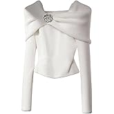 Verdusa Women's Elegant Metal Rhinestone Sweater Long Sleeve Thermal Pullovers Winter Clothes