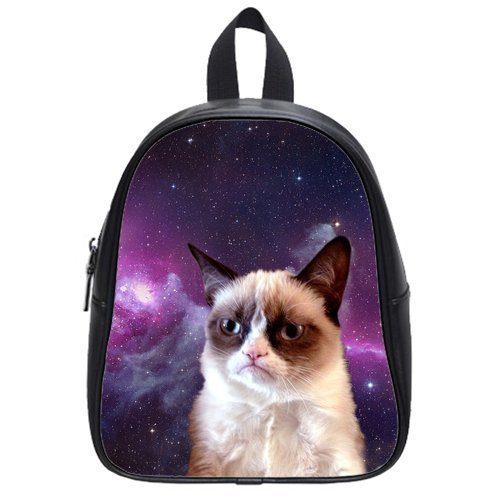 Custom Grumpy Cat Black or White Student's School Bag (Large) Backpack Children Shoulder Bag W-LG135