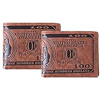 HENGSONG Men US Dollar Bill Wallet PU Leather Credit Card Photo Holder Bifold Billfold (2Pcs)