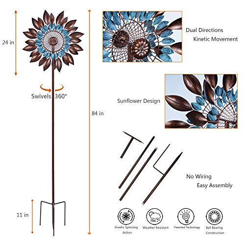 Win Wind Spinner-Outdoor Metal Kinetic Garden Wind Spinners - Decorative Lawn Ornament Wind Mills - Unique Outdoor Lawn and Garden Décor