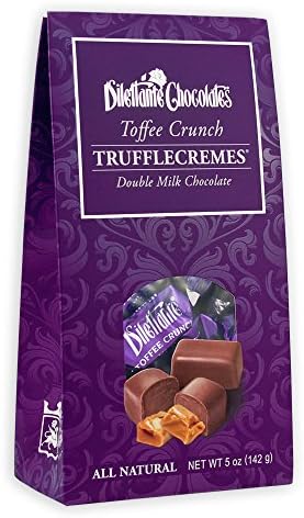 Toffee Crunch TruffleCremes in Milk Chocolate | Pack of Three | 5oz Boxes | Cloaked in Milk Chocolate | All-Natural Ingredients | A Delicious Gift For Any Butter Toffee Lover | By Dilettante Chocolates