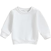 Tsseiatte Toddler Baby Boy Girl Long Sleeve Crewneck Pullover Sweatshirt Sweater Outfits Solid Color Casual Clothes
