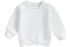 Tsseiatte Toddler Baby Boy Girl Long Sleeve Crewneck Pullover Sweatshirt Sweater Outfits Solid Color Casual Clothes