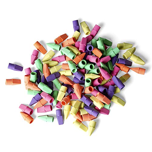 Neliblu Neon Pencil Eraser Tops Bulk Pack 30 Pencil Caps Non Toxic and Eco Friendly Materials Back to School Supplies