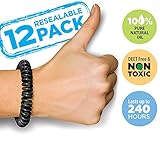 BuzzOff Mosquito Repellent Bracelets Twelve Bands (12) Pack - Deet Free - Guaranteed to Work - Fast, Easy Deters Bugs for Hours - Natural Oil Insect Repellent - Kid Safe Insect Bracelet