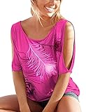 Fanfly Women Cold Shoulder Tops Casual Short Sleeve