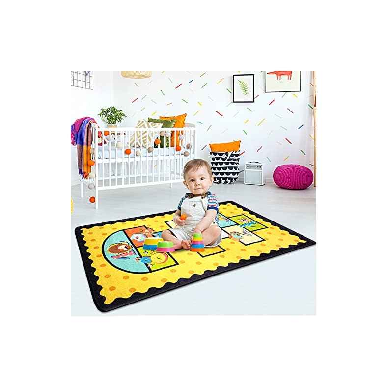Likoyo Kids Rug, Hopscotch Play Mat 62″x33″ Fun and Educational Area Rug,Soft Anti Slip Backing Chidren Game Rugs for Nursery, Bedroom, Play Room Best Shower Gift