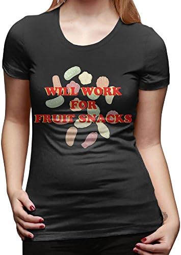 KznxkIIo Womens T Shirts-Classic Will Work For Fruit Snack Black S