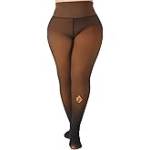 MERYLURE High Waist Fleece Lined Tights Women Plus Size, Fake Translucent Winter Warm Pantyhose Thick Thermal Leggings