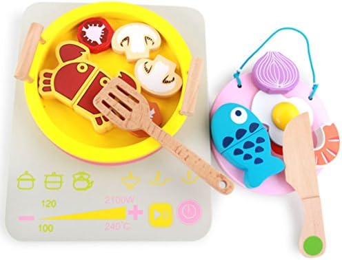 Kids Wooden Simulation Induction Cooker Children Hot Pot Set Baby Early Learning Play House Early Educational Toys